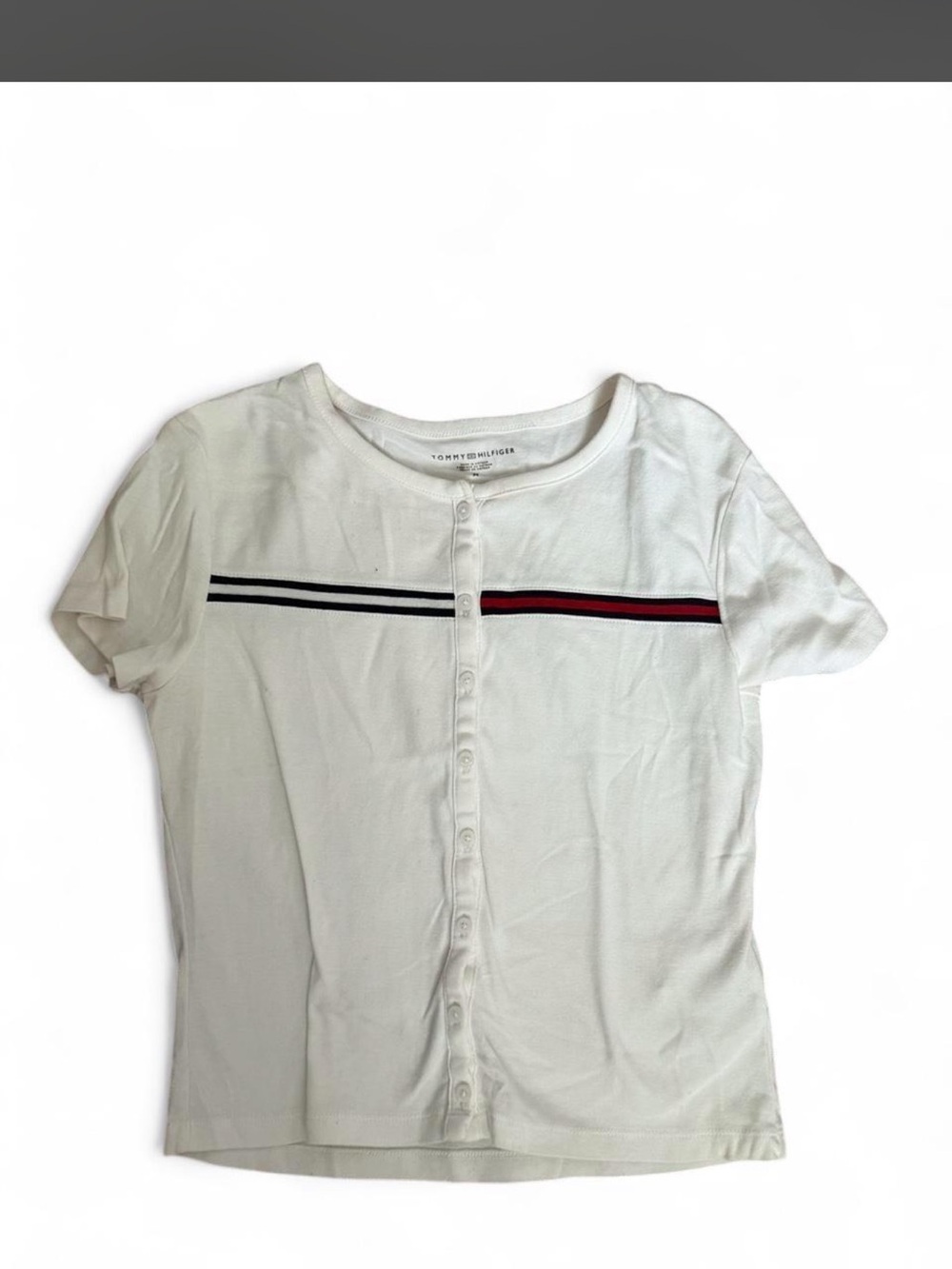 Women Tommy Hilfiger White Button-Front Tee